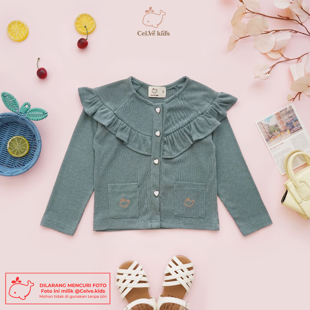 CELVEkids - Top Cardigan Winnie Atasan blouse Anak Perempuan Korean style Bahan knit usia 1-8th