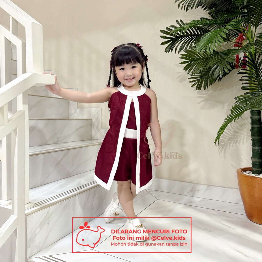 CELVEkids - Jumpsuit Chessy Baju Celana Anak Perempuan Korean style Denim Premium usia 1-8th