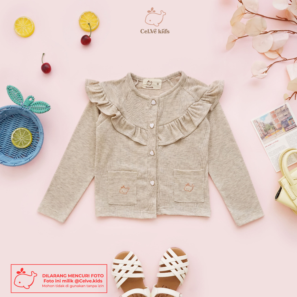 CELVEkids - Top Cardigan Winnie Atasan blouse Anak Perempuan Korean style Bahan knit usia 1-8th