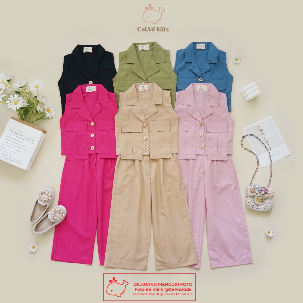 CELVEkids - Stelan Easter Set Baju Rok Anak Perempuan Korean style Bahan Cotton Poplin usia 1-8th