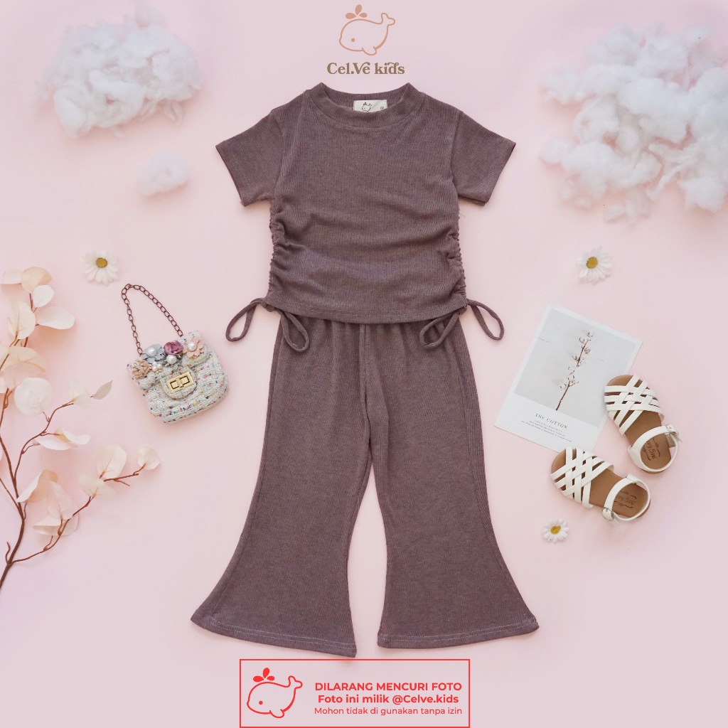 CELVEkids - Stelan Deana Set Baju celana Anak Perempuan Korean style Bahan knit usia 1-8th