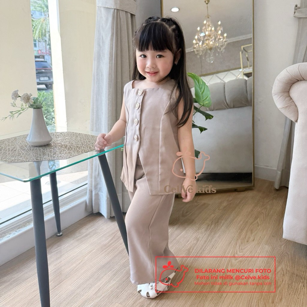 CELVEkids - Stelan Edwina Set Baju celana Anak Perempuan Korean style semiwool usia 1-8th