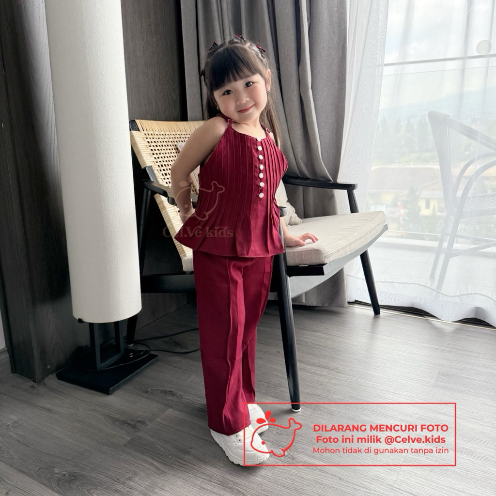 CELVEkids - Stelan Loreen Set Baju celana Anak Perempuan Korean style semiwool usia 1-8th