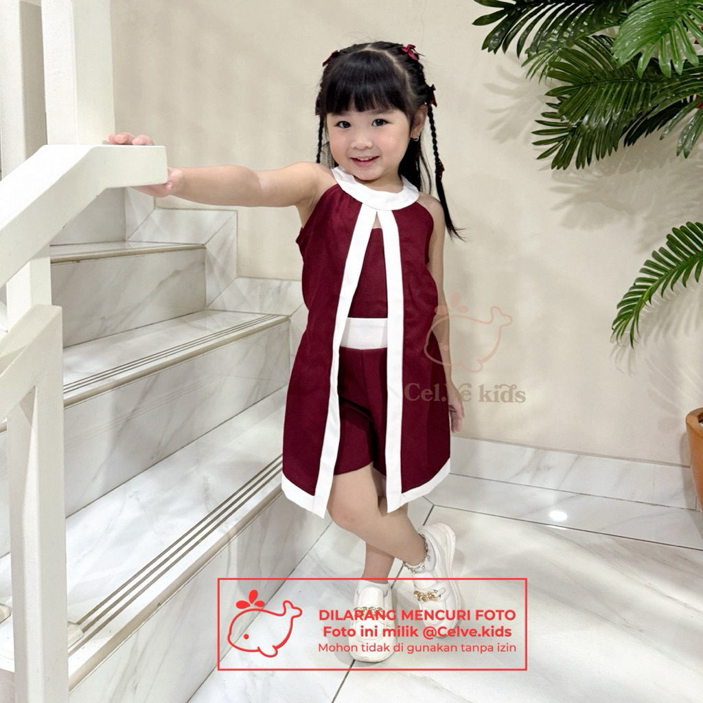 CELVEkids - Jumpsuit Chessy Baju Celana Anak Perempuan Korean style Denim Premium usia 1-8th