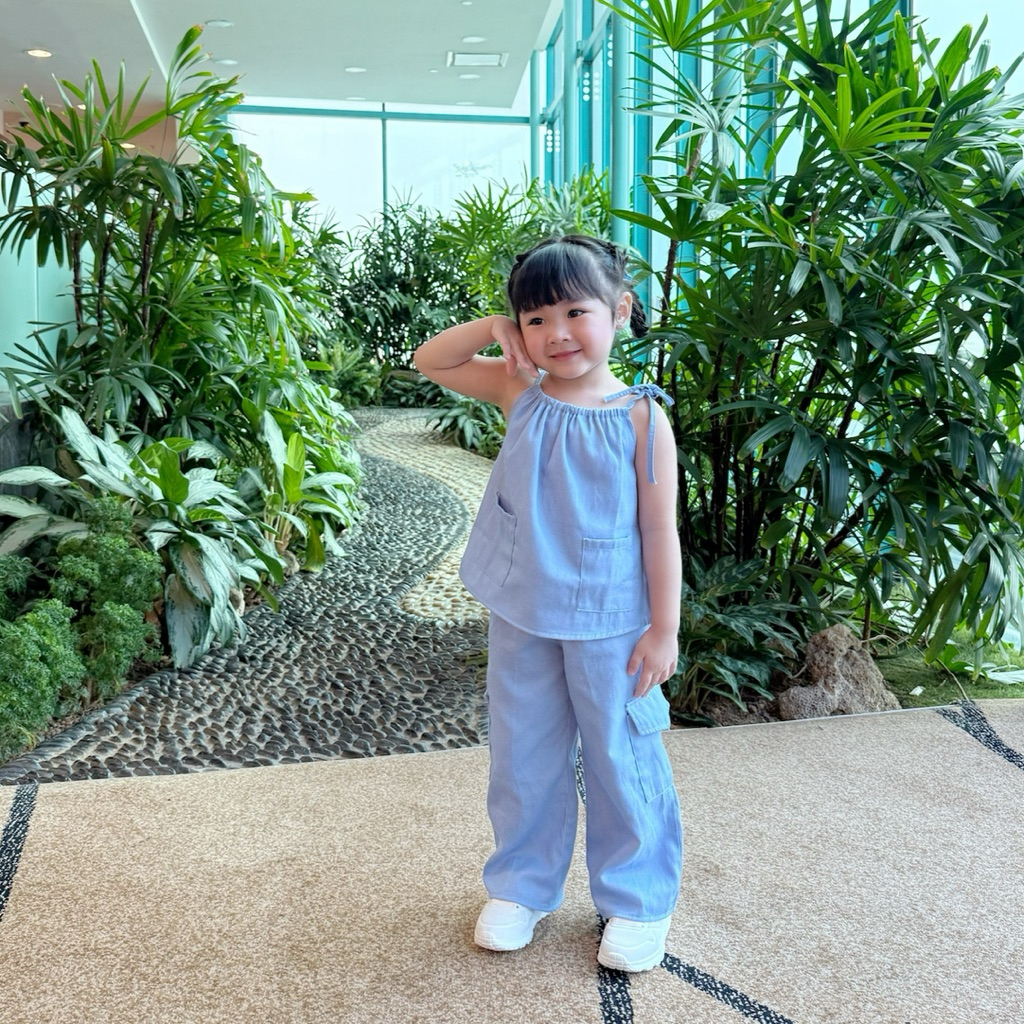 CELVEkids - Stelan Cecilia Set Baju Celana Anak Perempuan Korean style Denim usia 1-8th