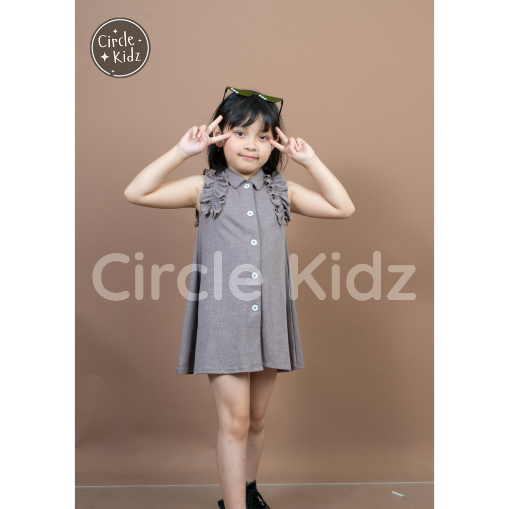 Circle Kidz Livia Dress| Setelan Anak Perempuan Rib Knit Adem untuk Baju Harian