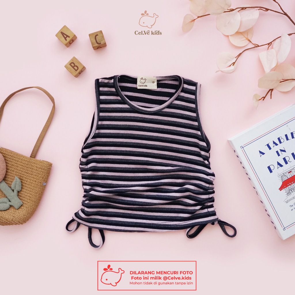 Celvekids - Top Yumi Atasan Anak Perempuan Korean Style Bahan Knit Usia 1-8th