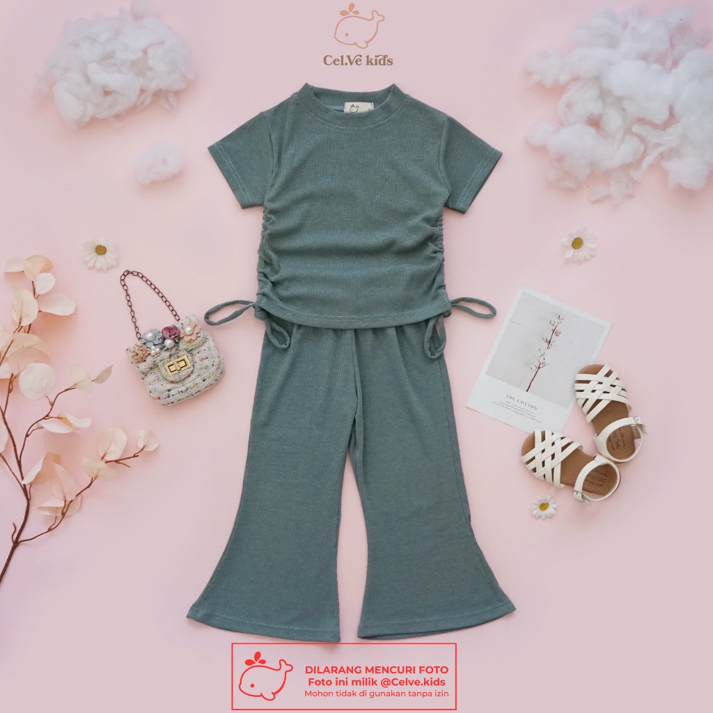 CELVEkids - Stelan Deana Set Baju celana Anak Perempuan Korean style Bahan knit usia 1-8th