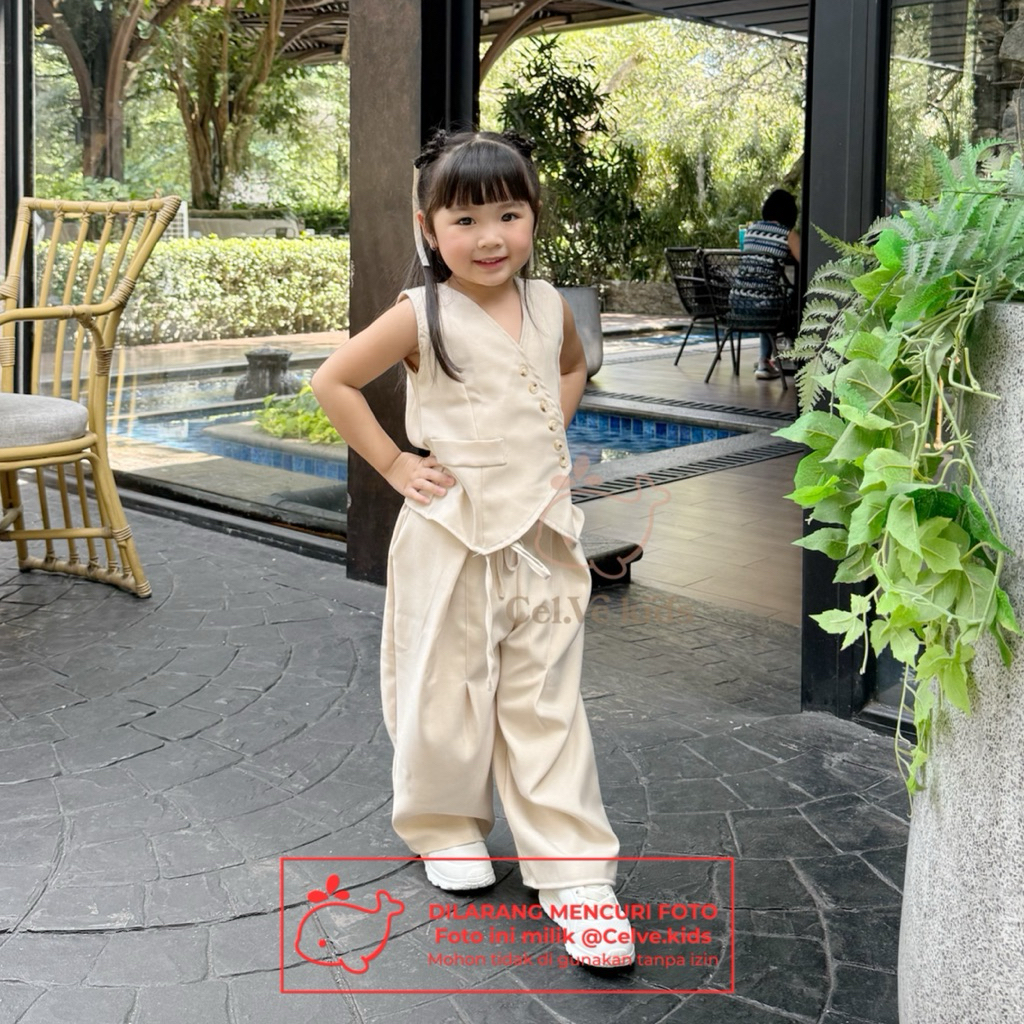 CELVEkids - Stelan Andrea Set Baju rok celana Anak Perempuan Korean style semiwool usia 1-8th