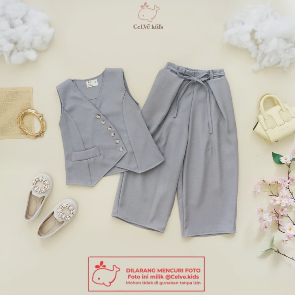CELVEkids - Stelan Andrea Set Baju rok celana Anak Perempuan Korean style semiwool usia 1-8th