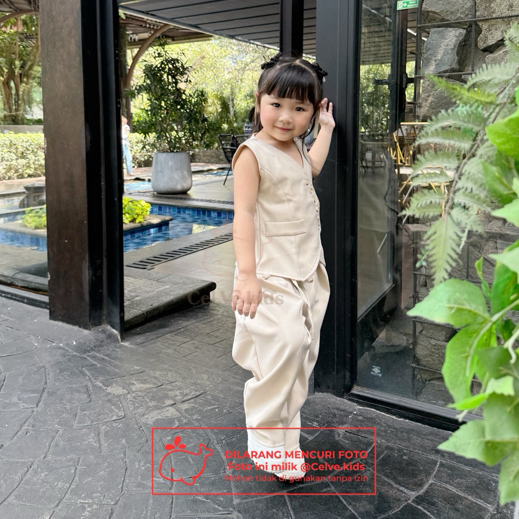 CELVEkids - Stelan Andrea Set Baju rok celana Anak Perempuan Korean style semiwool usia 1-8th