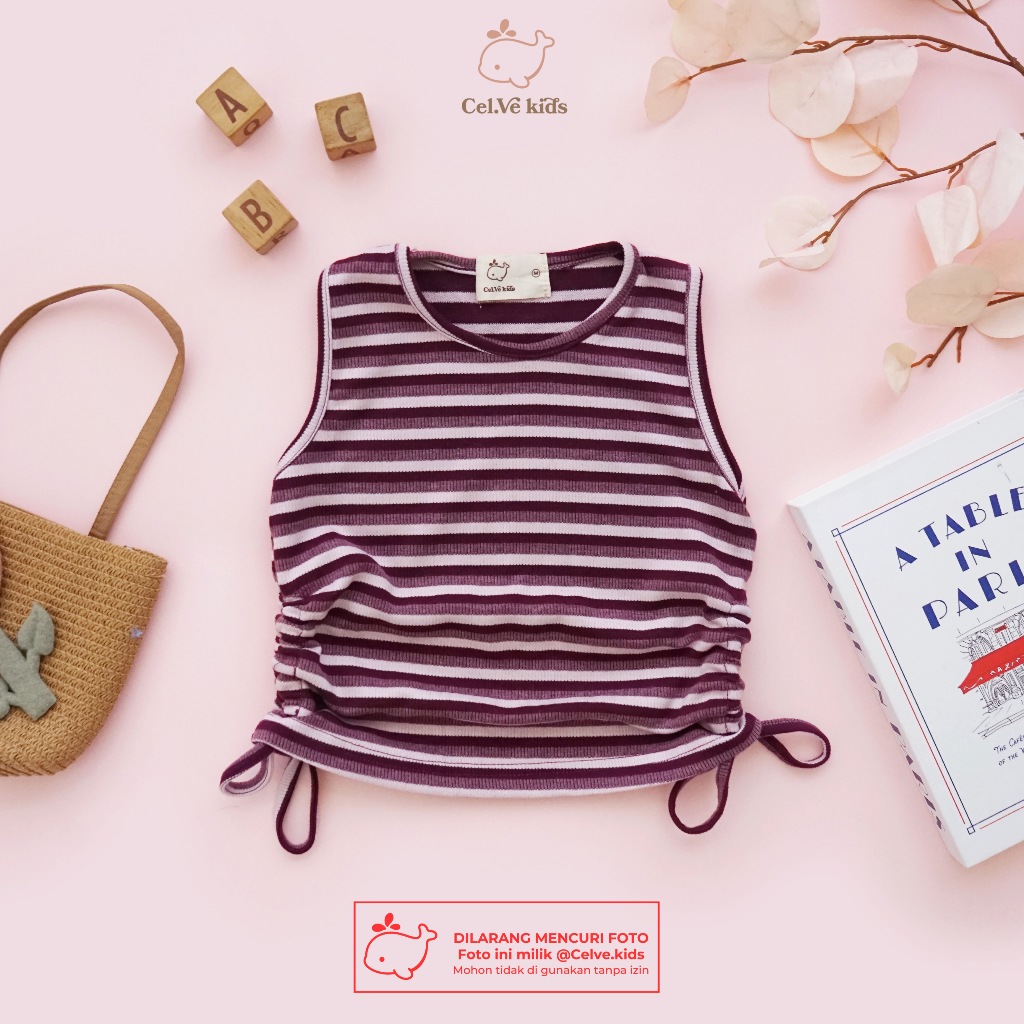 Celvekids - Top Yumi Atasan Anak Perempuan Korean Style Bahan Knit Usia 1-8th