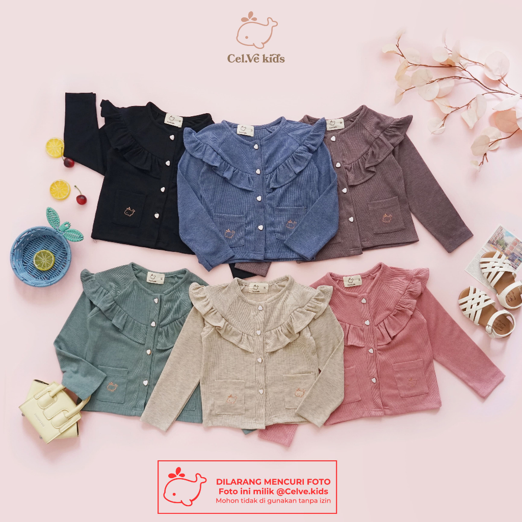 CELVEkids - Top Cardigan Winnie Atasan blouse Anak Perempuan Korean style Bahan knit usia 1-8th