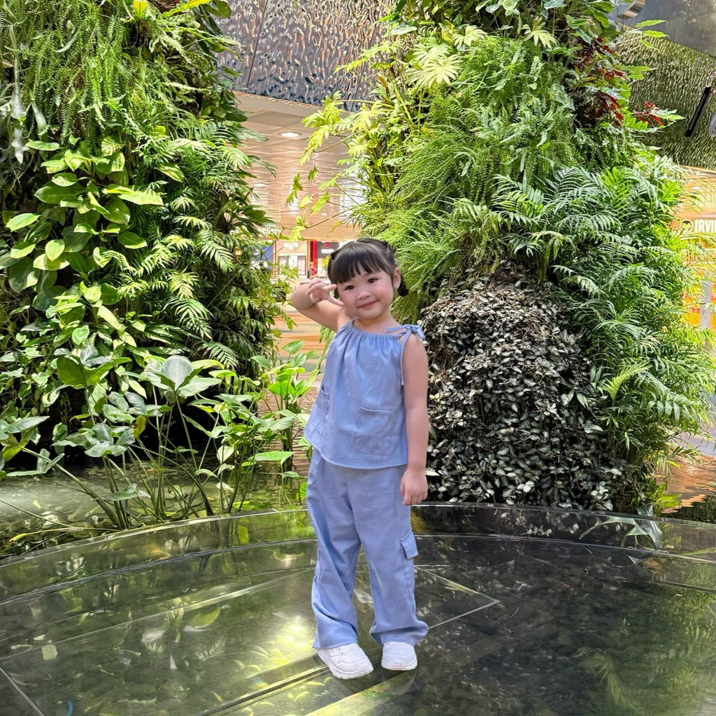 CELVEkids - Stelan Cecilia Set Baju Celana Anak Perempuan Korean style Denim usia 1-8th