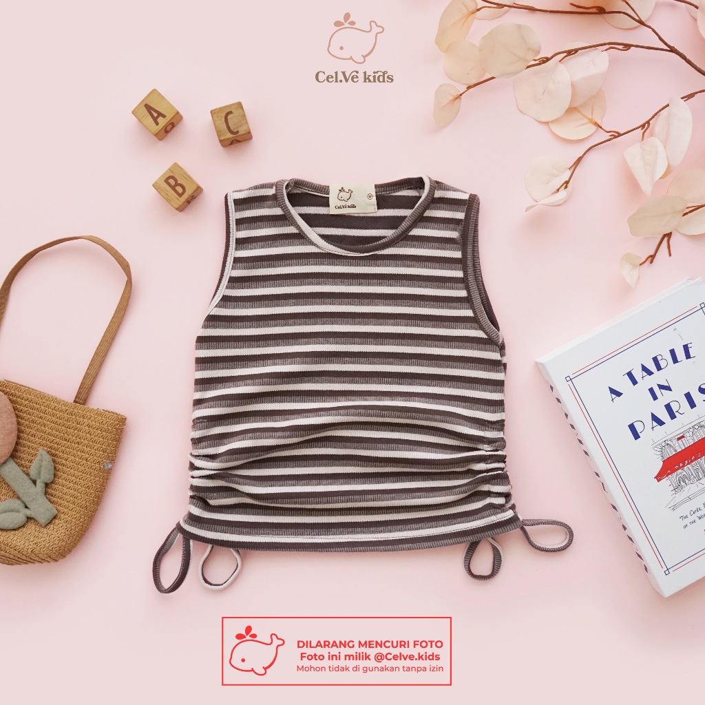 Celvekids - Top Yumi Atasan Anak Perempuan Korean Style Bahan Knit Usia 1-8th