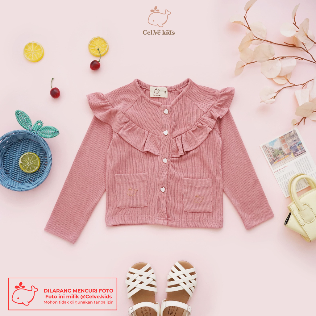 CELVEkids - Top Cardigan Winnie Atasan blouse Anak Perempuan Korean style Bahan knit usia 1-8th