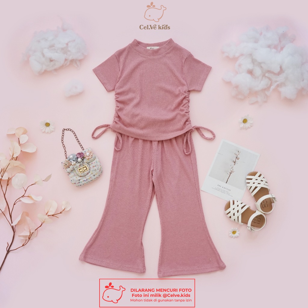 CELVEkids - Stelan Deana Set Baju celana Anak Perempuan Korean style Bahan knit usia 1-8th