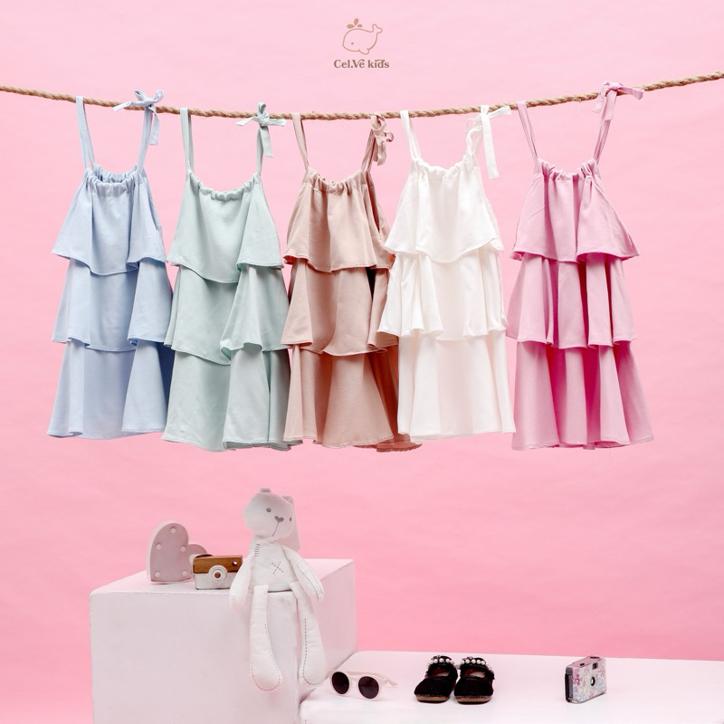 CELVEkids - Riley Dress Baju Rok Anak Perempuan Korean style Bahan Twill Rayon usia 1-6th