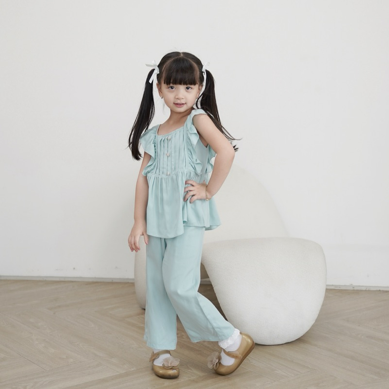 CELVEkids - Stelan Emma Set Baju Rok Anak Perempuan Korean style Bahan rayon twill usia 1-6th