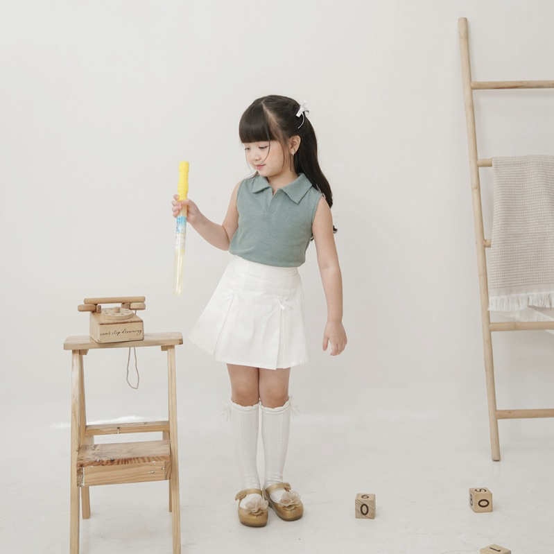 Celvekids - Top Galena Atasan One Shoulder Anak Perempuan Korean Style Bahan Knit Usia 1-6th+