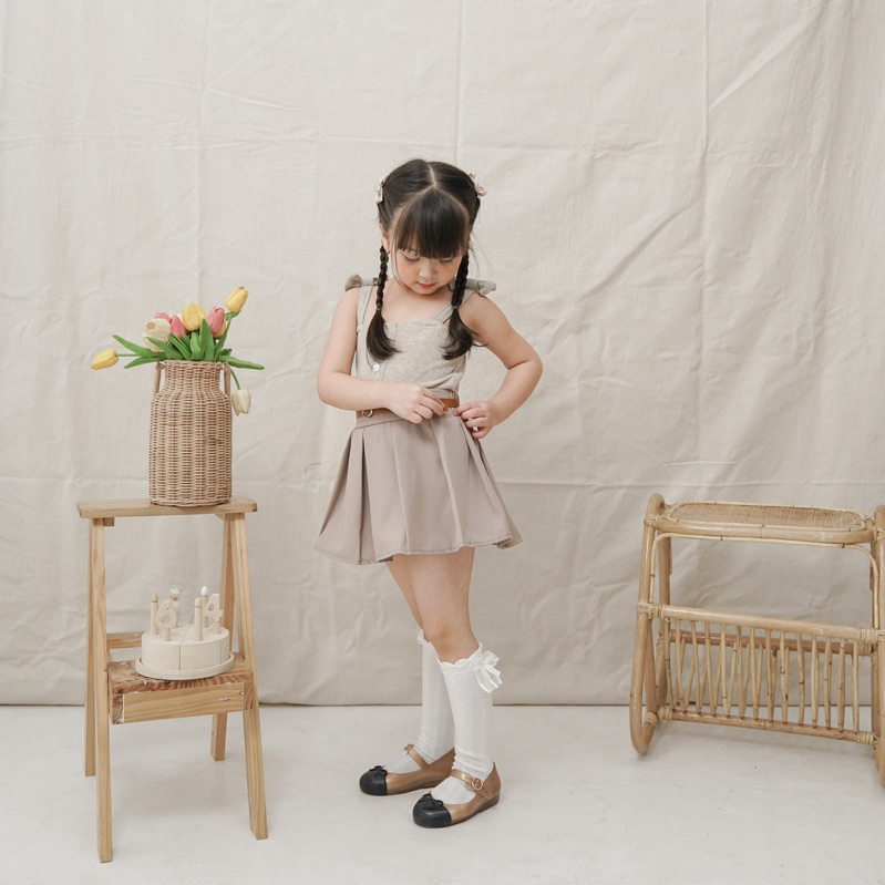 CELVEkids - Top Jennie Atasan One Shoulder Anak Perempuan Korean style Bahan knit usia 1-6th+