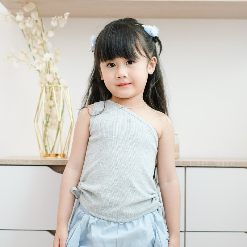 Celvekids - Top Elsa Atasan One Shoulder Anak Perempuan Korean Style Bahan Knit Usia 1-6th+