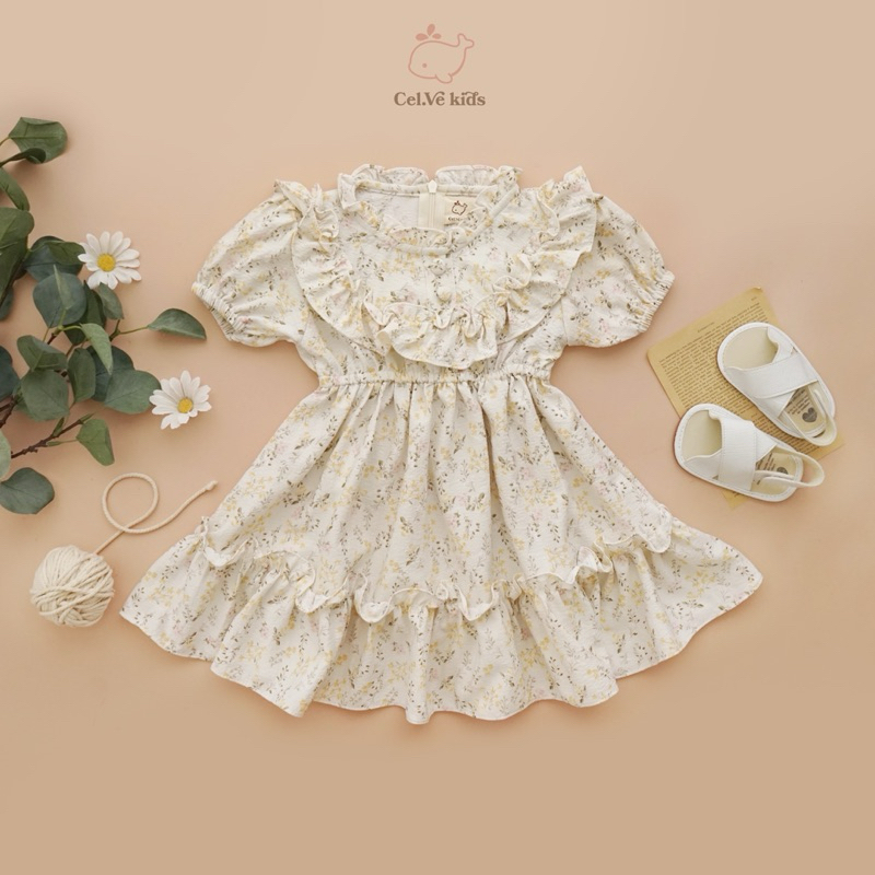 Celvekids - Cassandra Dress Anak Perempuan Korean Style Bahan Crinkle Viscose Motif Usia 1-6th
