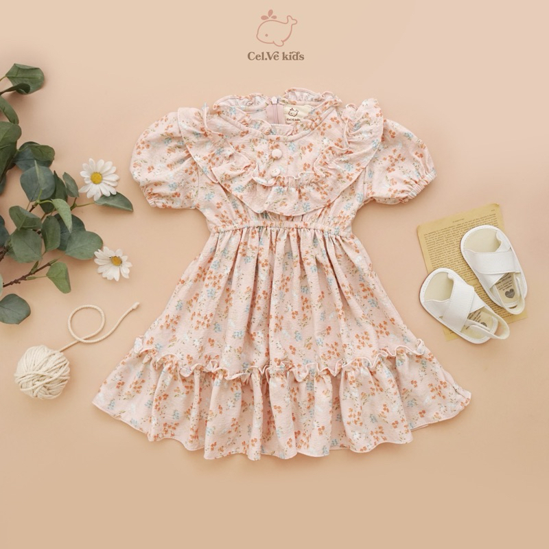 Celvekids - Cassandra Dress Anak Perempuan Korean Style Bahan Crinkle Viscose Motif Usia 1-6th
