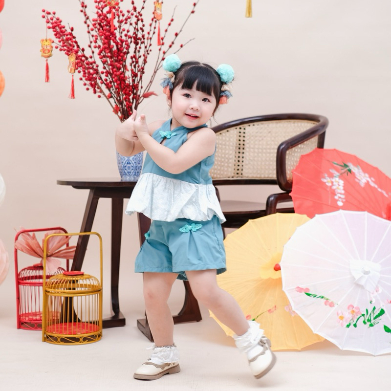 CELVEkids - Stelan Shu Ye set CNY Celana Anak Perempuan Korean style Bahan cotton usia 1-6th