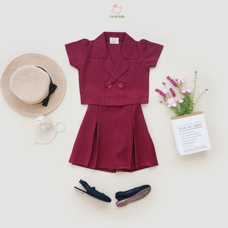 Celvekids - Stelan Lillian Set Baju Celana Anak Perempuan Korean Style Semiwool Usia 1-6th