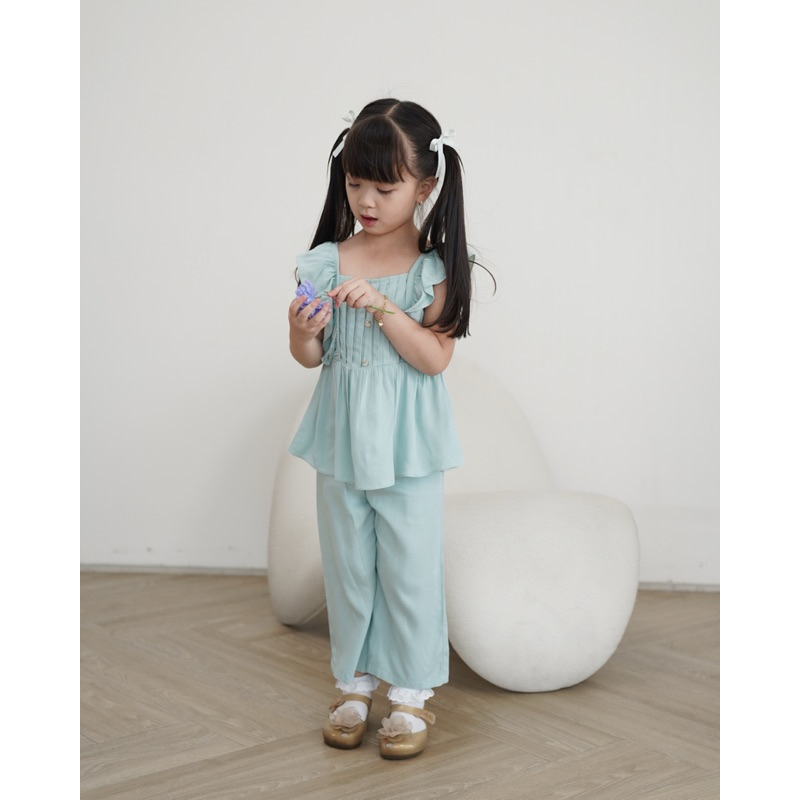 CELVEkids - Stelan Emma Set Baju Rok Anak Perempuan Korean style Bahan rayon twill usia 1-6th