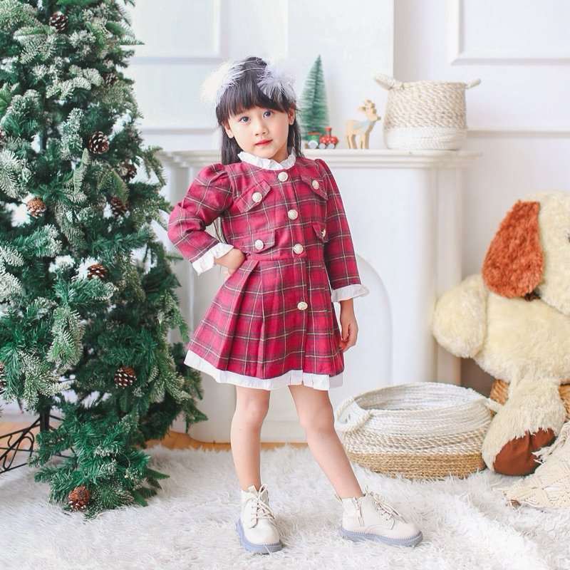CELVEkids - Ferris Dress Baju Rok Anak Perempuan Korean style Bahan flanel usia 1-6th