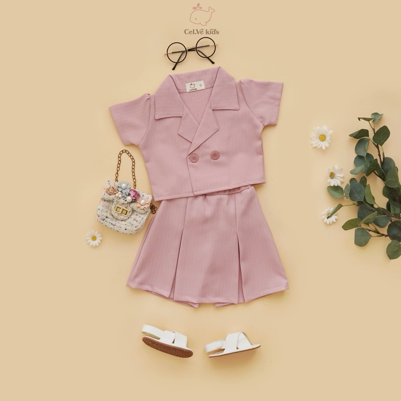 Celvekids - Stelan Lillian Set Baju Celana Anak Perempuan Korean Style Semiwool Usia 1-6th