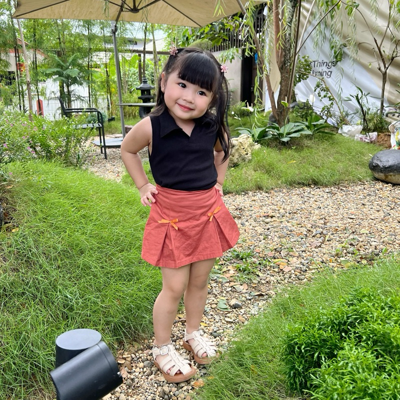 Celvekids - Top Galena Atasan One Shoulder Anak Perempuan Korean Style Bahan Knit Usia 1-6th+