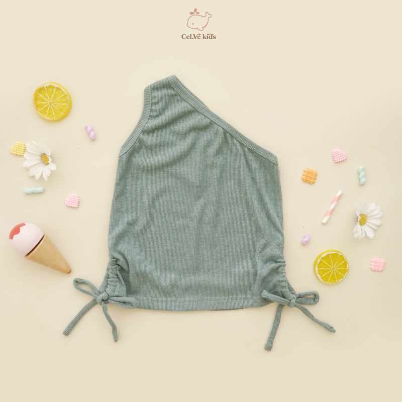 Celvekids - Top Elsa Atasan One Shoulder Anak Perempuan Korean Style Bahan Knit Usia 1-6th+