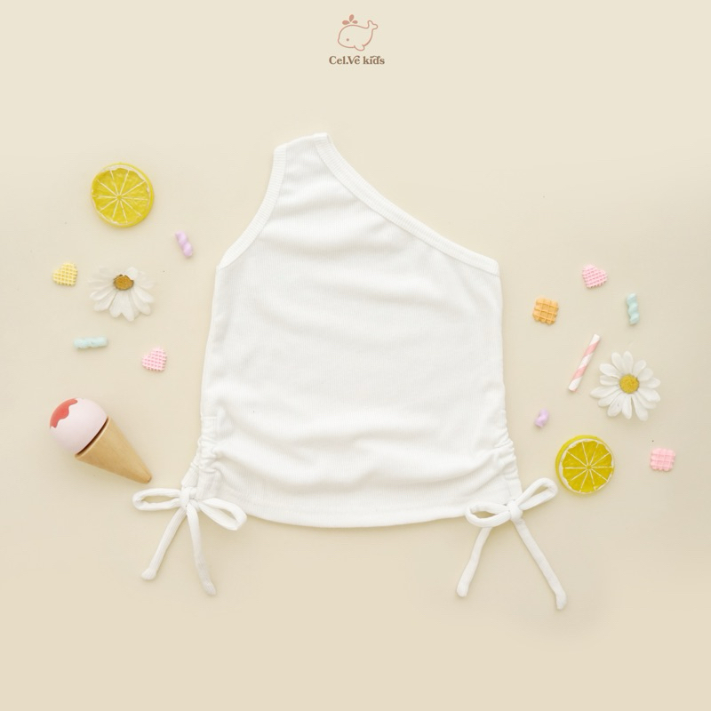 Celvekids - Top Elsa Atasan One Shoulder Anak Perempuan Korean Style Bahan Knit Usia 1-6th+
