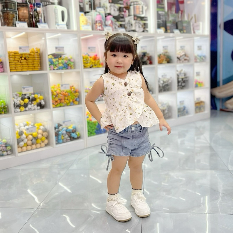 Celvekids - Top Daisy Atasan Anak Perempuan Korean Style Bahan Crinkle Viscose Usia 1-6th+