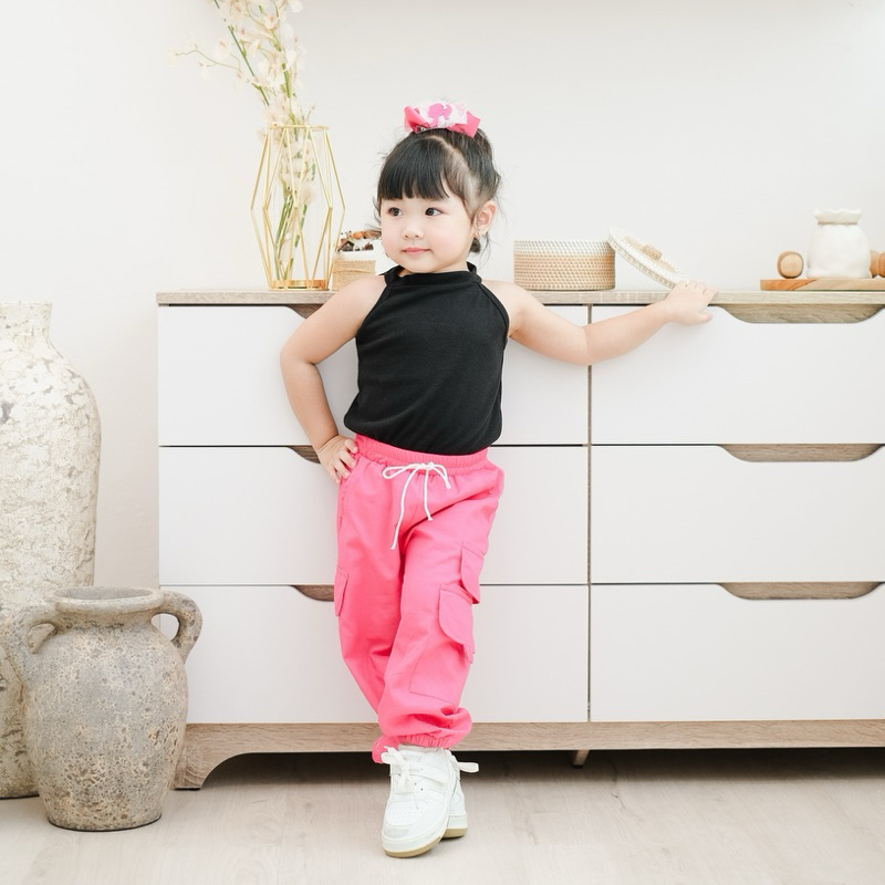 CELVEkids - Pants Isabel Celana Jogger Anak Perempuan Korean style Bahan Katun twill usia 1-6th