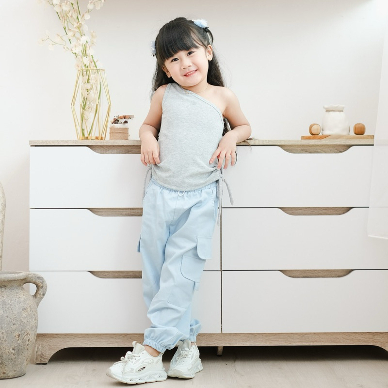 Celvekids - Top Elsa Atasan One Shoulder Anak Perempuan Korean Style Bahan Knit Usia 1-6th+