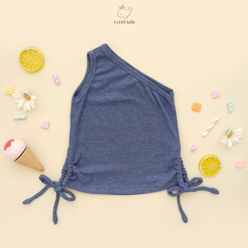 Celvekids - Top Elsa Atasan One Shoulder Anak Perempuan Korean Style Bahan Knit Usia 1-6th+