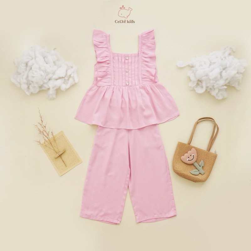 CELVEkids - Stelan Emma Set Baju Rok Anak Perempuan Korean style Bahan rayon twill usia 1-6th