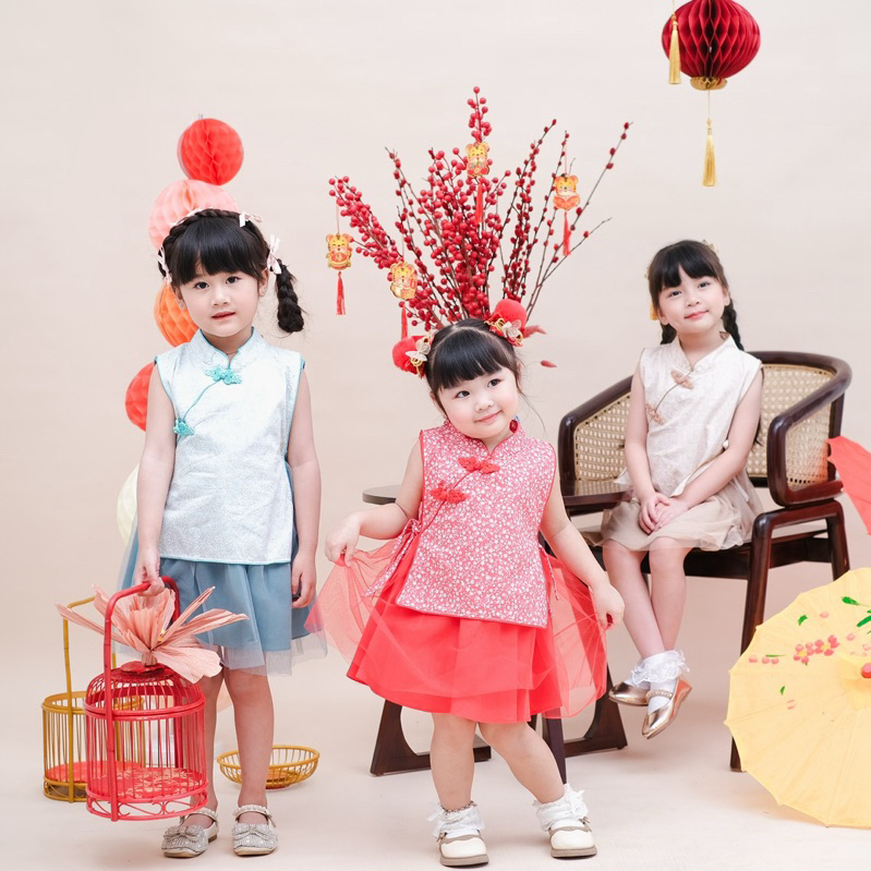 CELVEkids - Chao Xing Dress CNY Rok Anak Perempuan Korean style Bahan cotton usia 1-6th