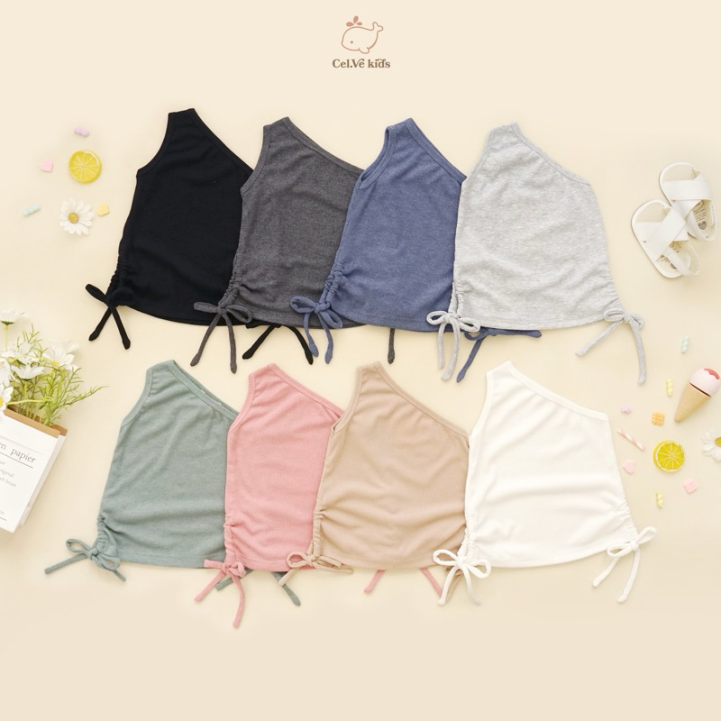 Celvekids - Top Elsa Atasan One Shoulder Anak Perempuan Korean Style Bahan Knit Usia 1-6th+