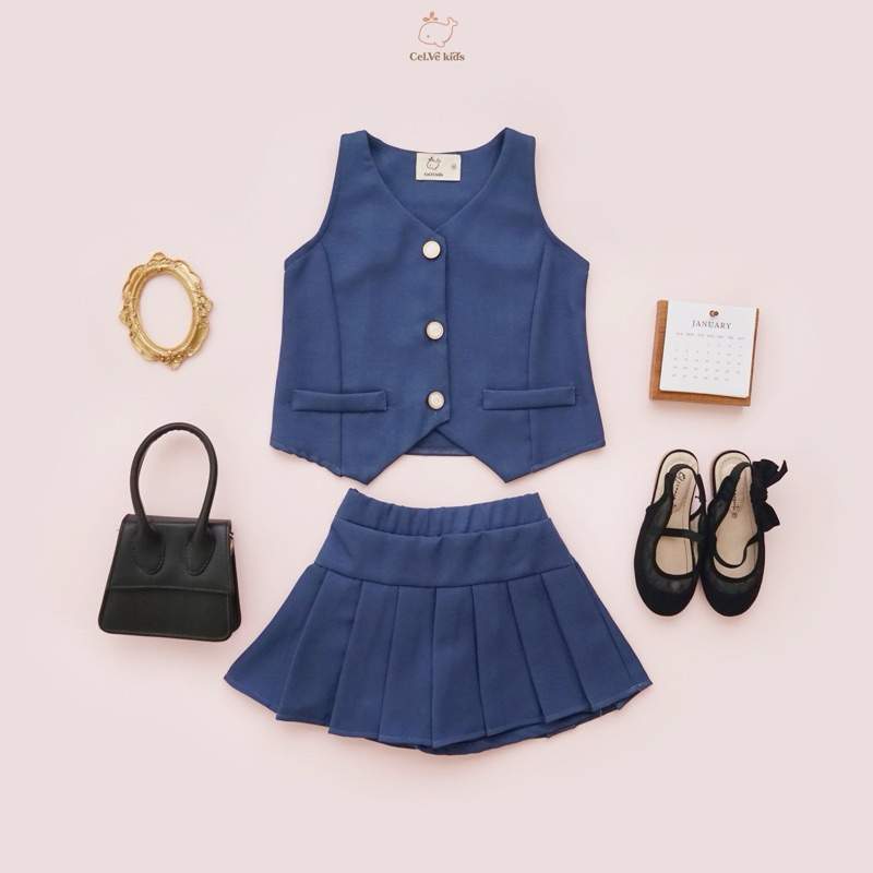 CELVEkids - Stelan Jolene Set Baju rok celana Anak Perempuan Korean style semiwool usia 1-12th