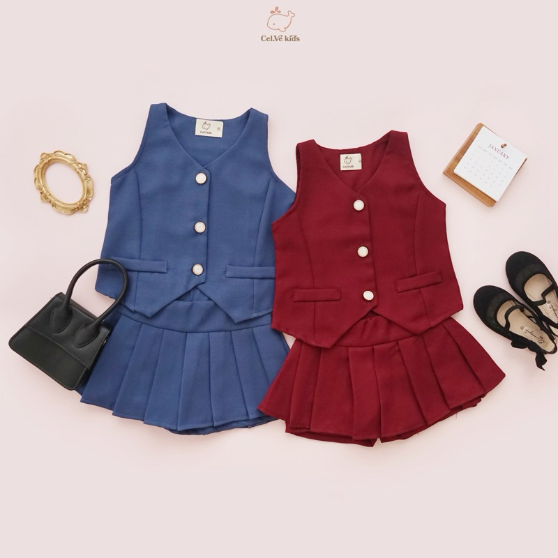 CELVEkids - Stelan Jolene Set Baju rok celana Anak Perempuan Korean style semiwool usia 1-12th