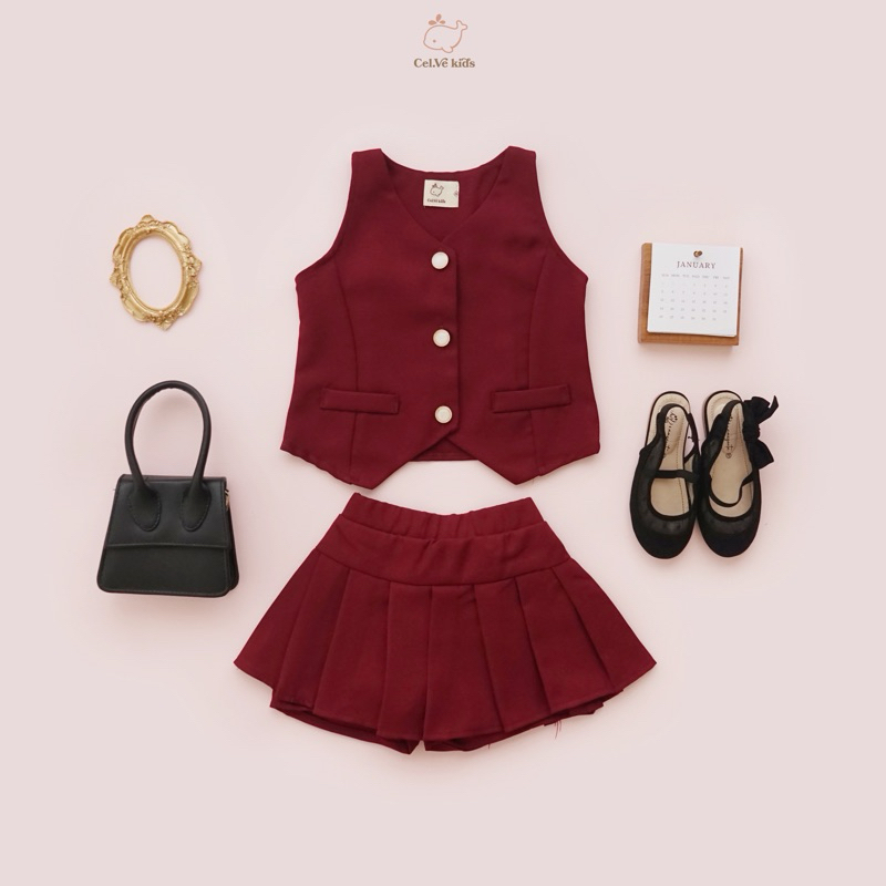 CELVEkids - Stelan Jolene Set Baju rok celana Anak Perempuan Korean style semiwool usia 1-12th