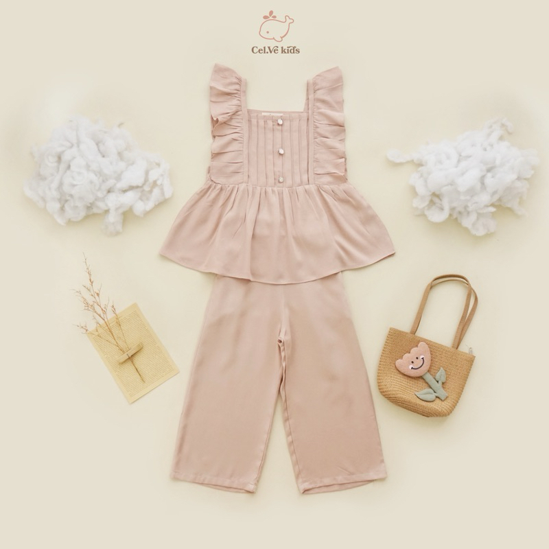 CELVEkids - Stelan Emma Set Baju Rok Anak Perempuan Korean style Bahan rayon twill usia 1-6th