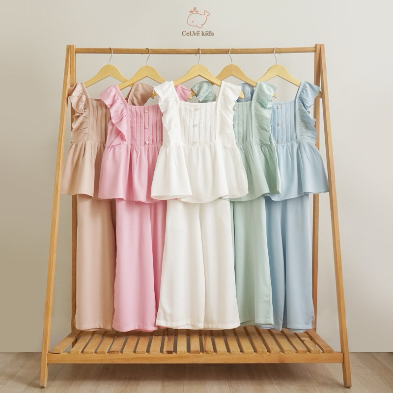 CELVEkids - Stelan Emma Set Baju Rok Anak Perempuan Korean style Bahan rayon twill usia 1-6th