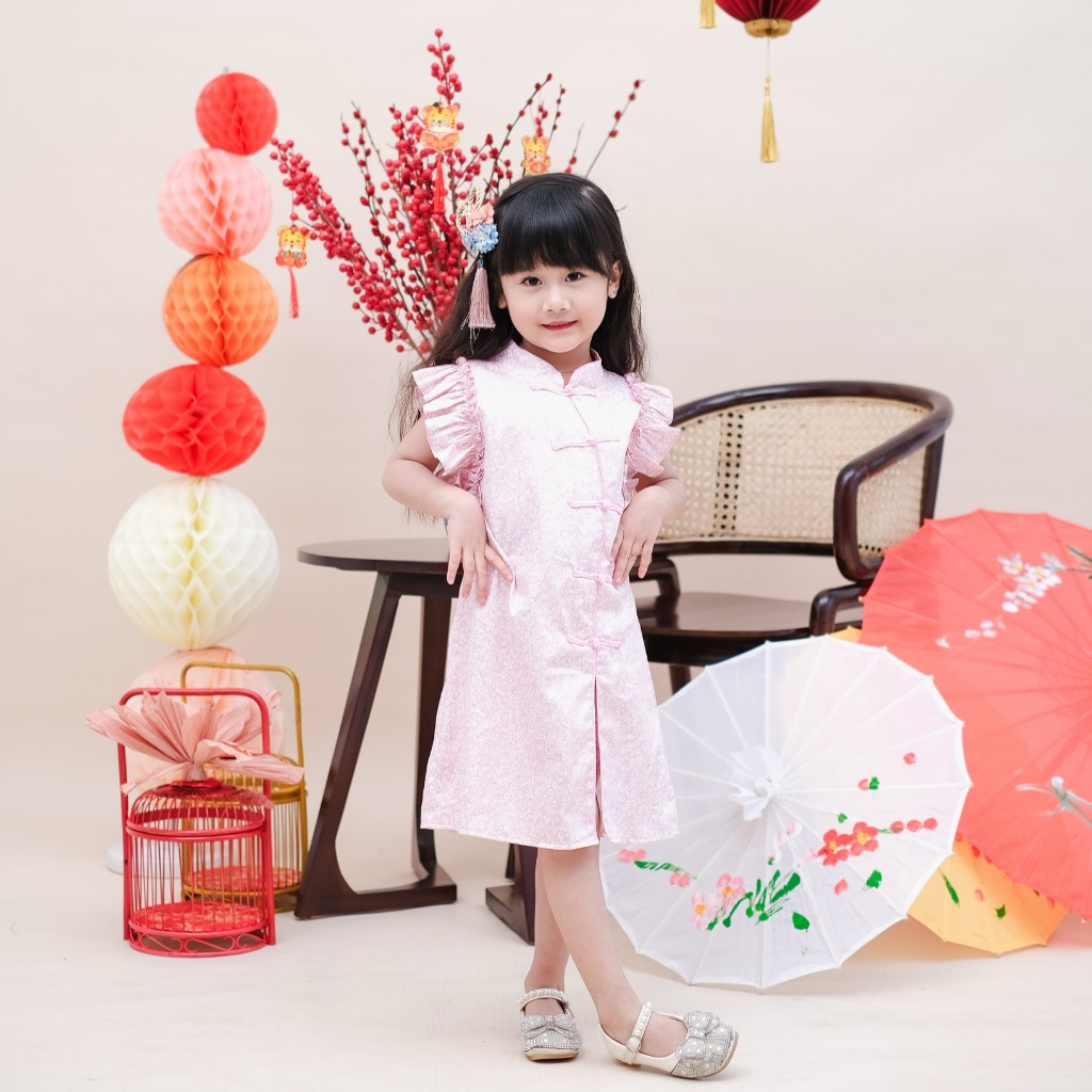 CELVEkids - Stelan set Di Wei Dress CNY Rok Anak Perempuan Korean style Bahan cotton usia 1-6th