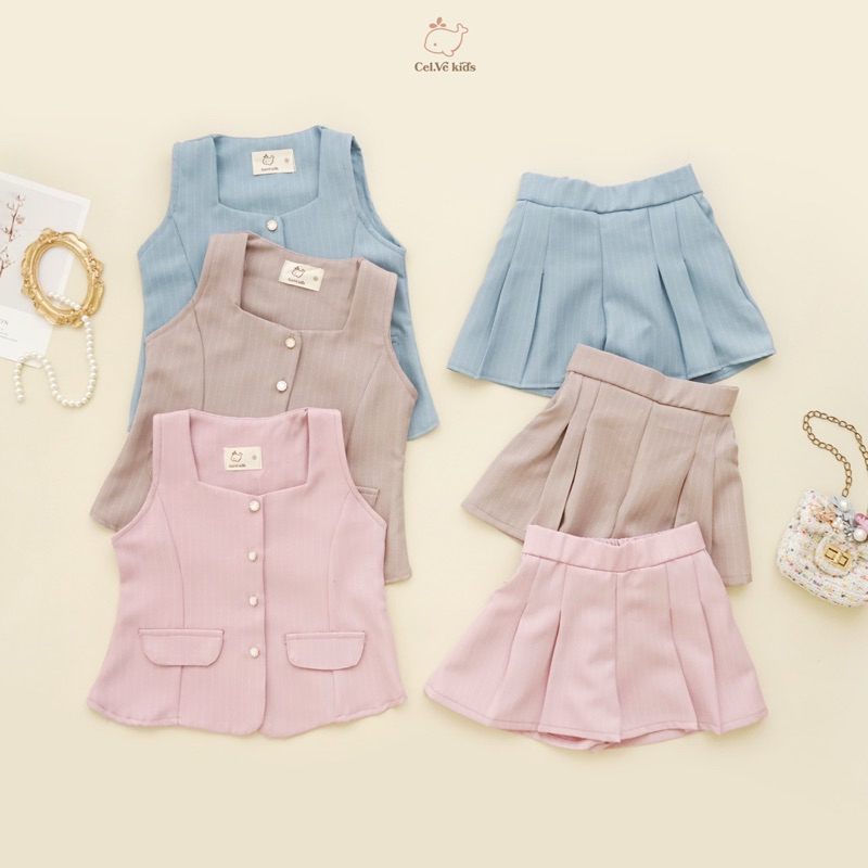 CELVEkids - Stelan Elise Set Baju celana Anak Perempuan Korean style semiwool usia 1-6th